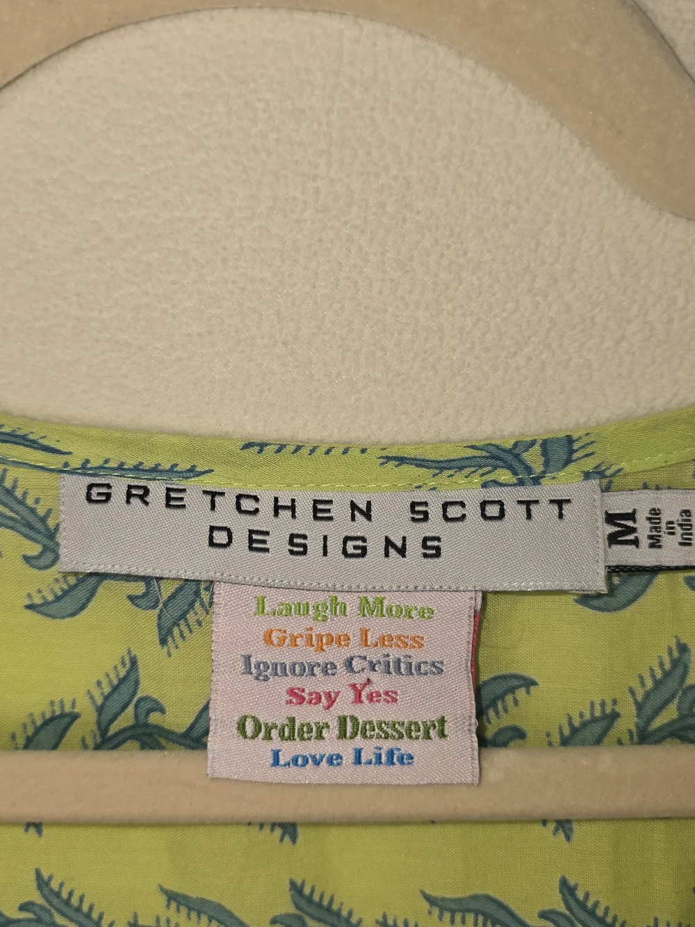 GRETCHEN SCOTT V-NECK TUNIC DRESS AQUA BLUE LIME GREEN  BOHO BEACH WOMENS MED - Picture 5 of 10